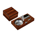 High Gloss Walnut Folding Ashtray Set with Accessories